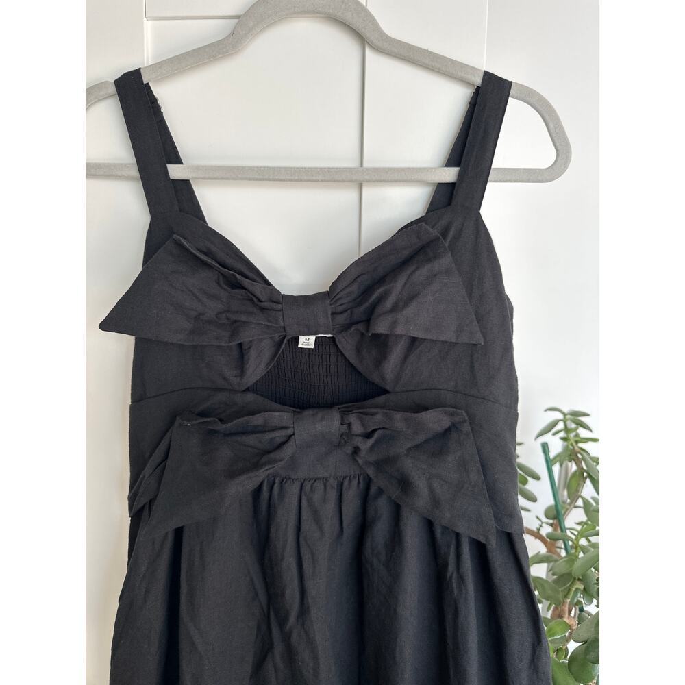 CAMI NYC Black Kaylyn Sleeveless Bow Tiered Cutout Midi Dress, Size M, NWOT - Picture 4 of 9